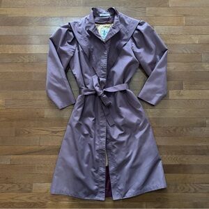 Vintage 80’s Misty Harbor Dusty Purple Maxi Trench Coat with Wool Lining